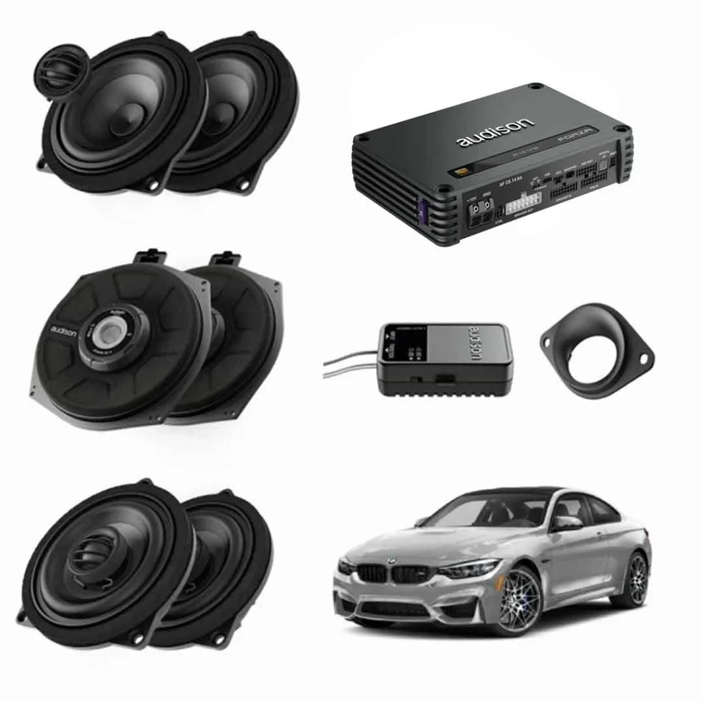 Pachet sistem audio audison dedicat bmw k4e x4e + amplificator AF C8.14bit  + conectica dedicata